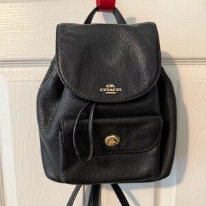 Coach Black Pebbled Leather Mini Backpack